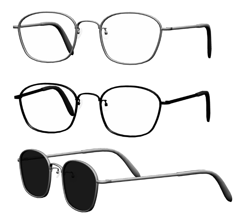 ウェリントンメタルフレーム眼鏡1セット FBX VRoid