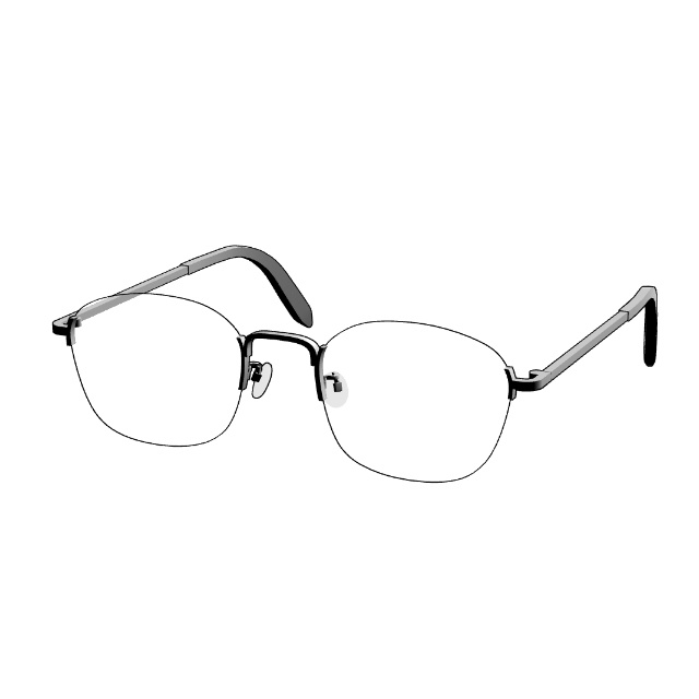 ウェリントンメタルフレーム眼鏡#01セット FBX Glasses - AGの3D素材屋
