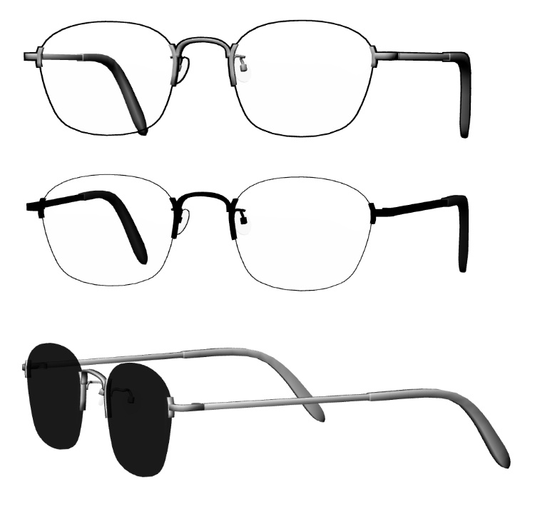 ウェリントンメタルフレーム眼鏡1セット FBX VRoid