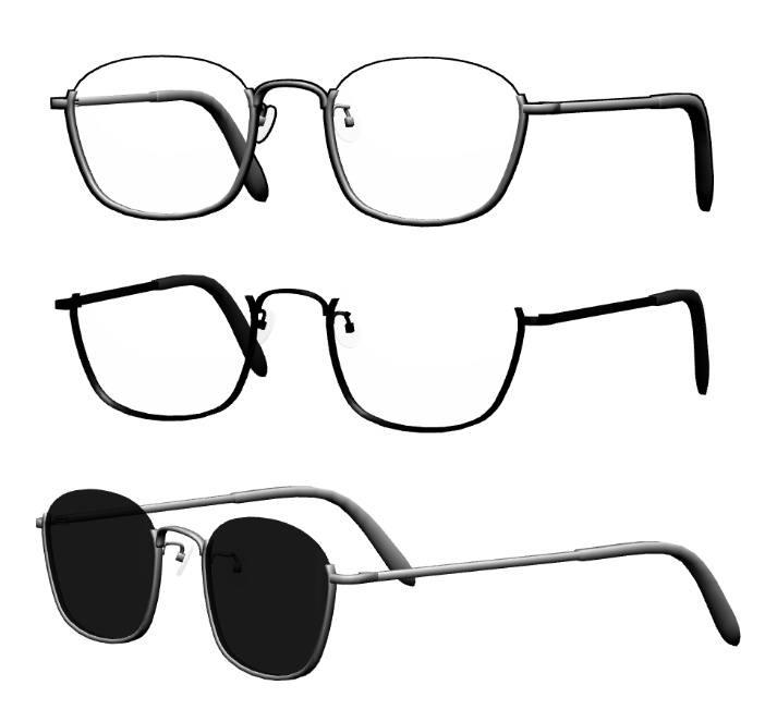 ウェリントンメタルフレーム眼鏡1セット FBX VRoid