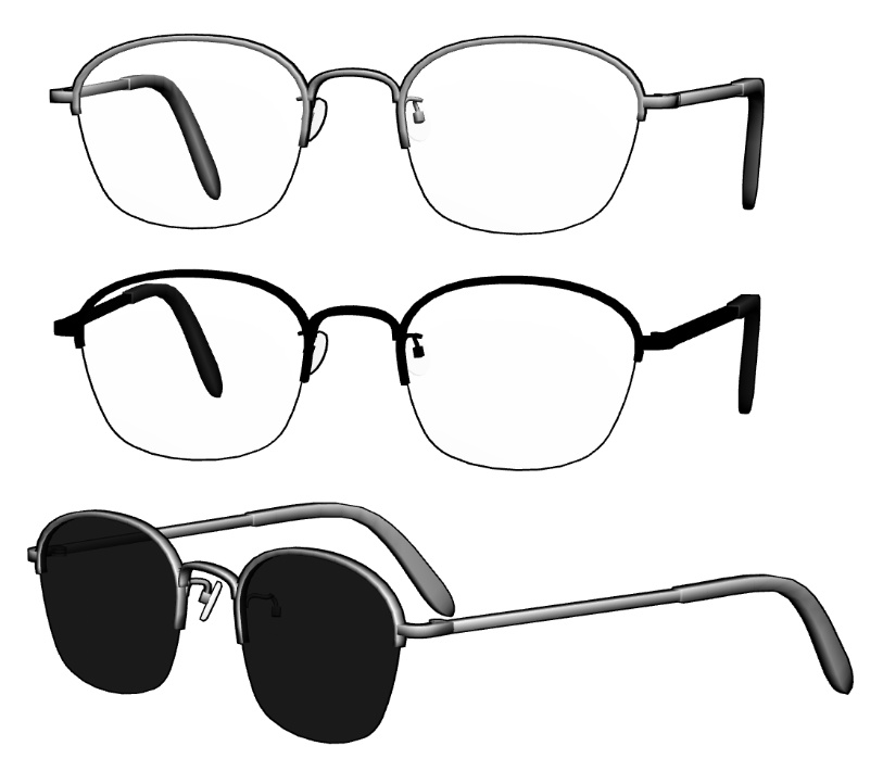 ウェリントンメタルフレーム眼鏡1セット FBX VRoid