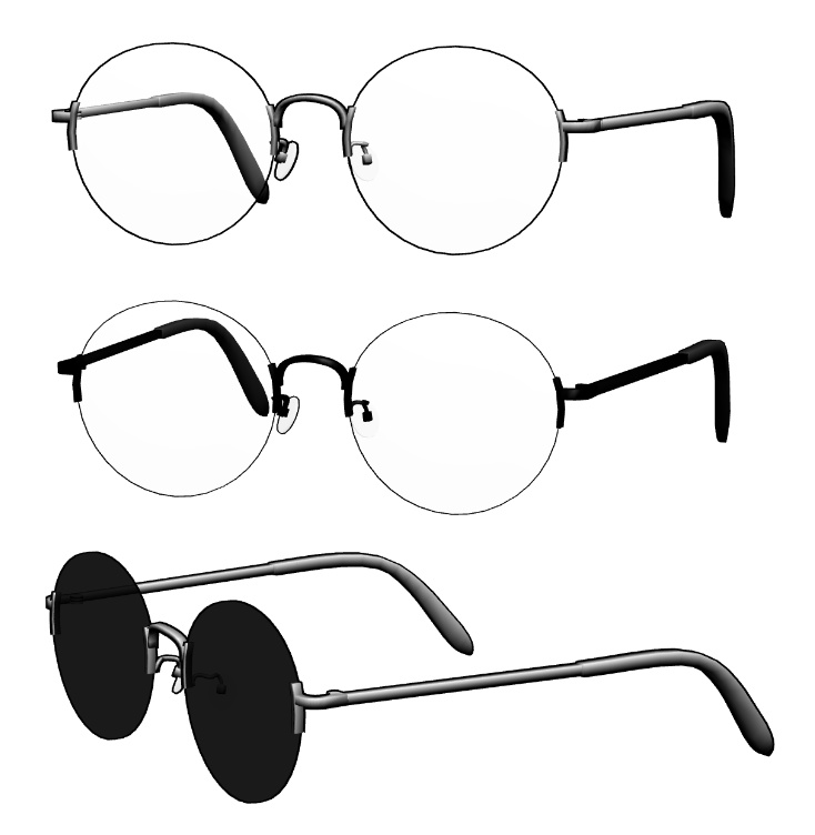 ラウンドメタルフレーム眼鏡#1 FBX VRoid