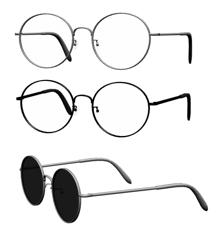 ラウンドメタルフレーム眼鏡#1 FBX VRoid