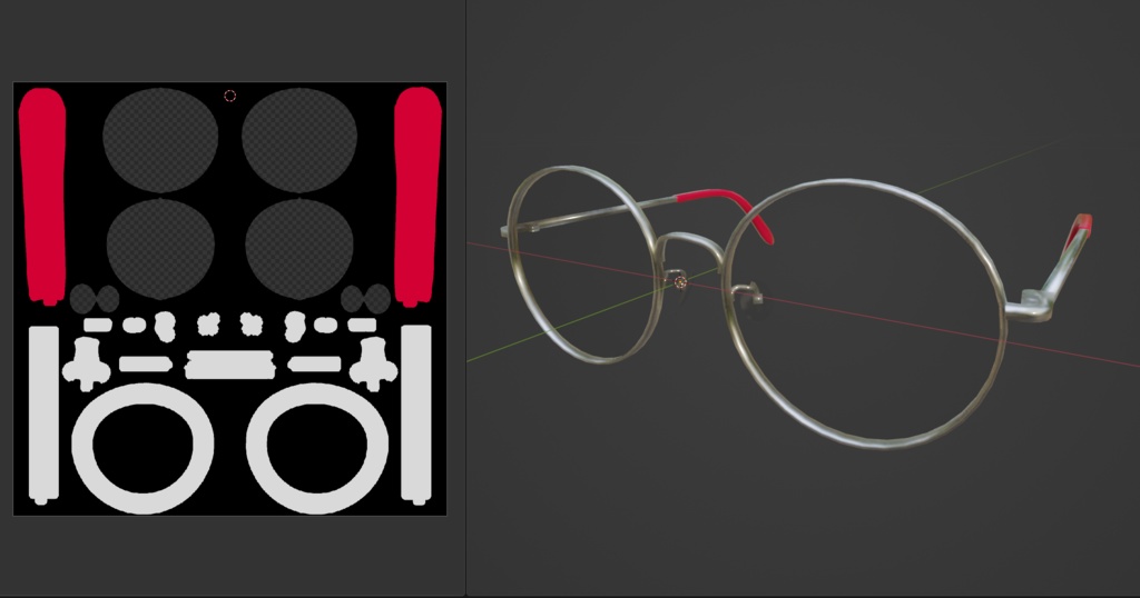 ラウンドメタルフレーム眼鏡#1 FBX VRoid