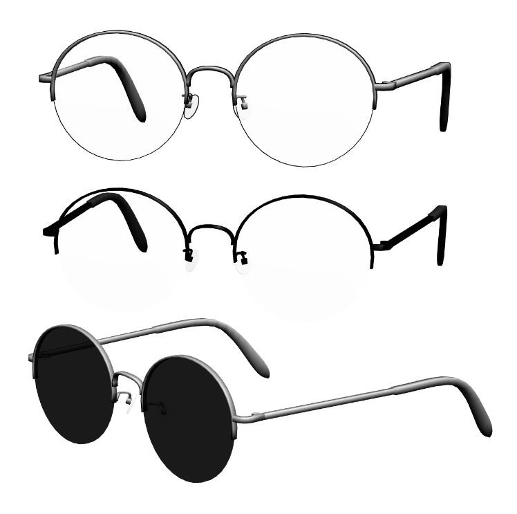 ラウンドメタルフレーム眼鏡#1 FBX VRoid