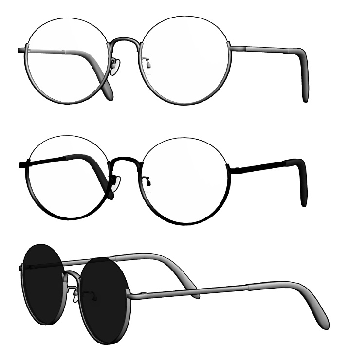 ラウンドメタルフレーム眼鏡#1 FBX VRoid