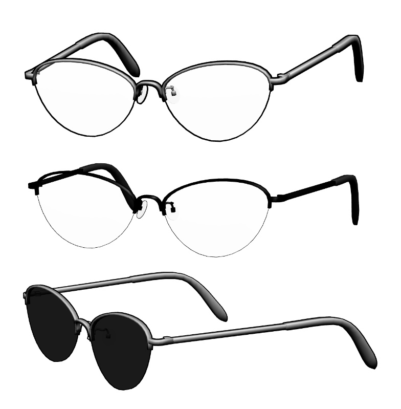 フォックスメタルフレーム眼鏡1セット FBX VRoid