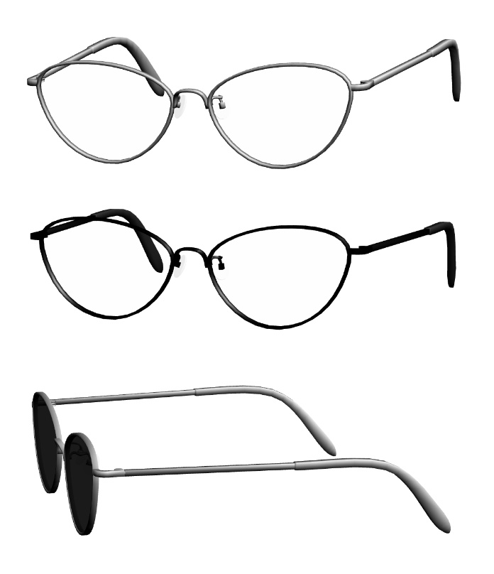 フォックスメタルフレーム眼鏡1セット FBX VRoid