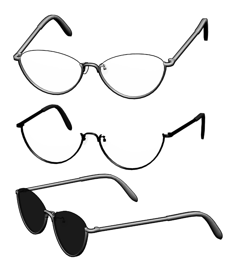 フォックスメタルフレーム眼鏡1セット FBX VRoid