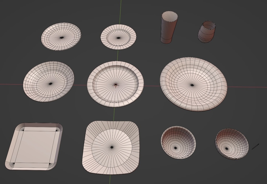 3D素材 食器セット1  VRChat