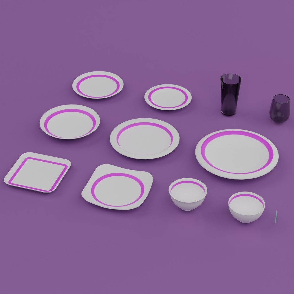 3D素材 食器セット1 VRChat