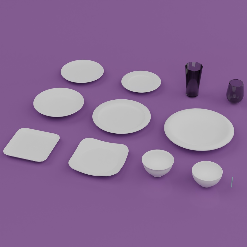 3D素材 食器セット1  VRChat