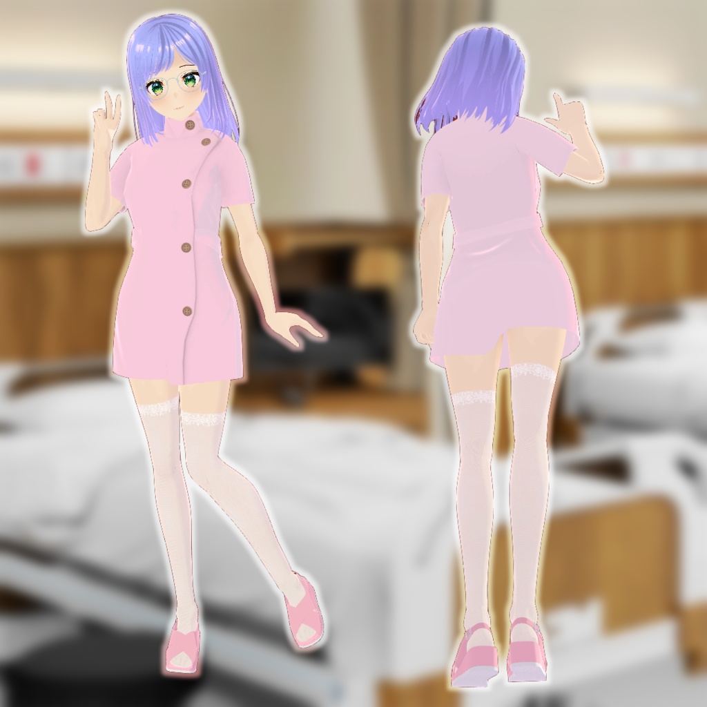 3D衣装「ミニスカ ナースなりきりパック」 VRChat / VRoid / クリスタ対応
