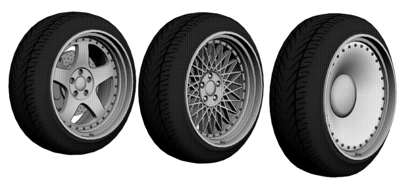 【3D素材】タイヤ&ホイールパック(スポーツ・カスタム・軽自動車全3種セット)