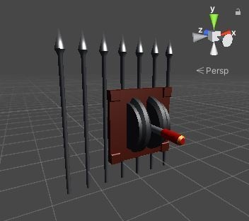 可動式レバー & 連動する柵