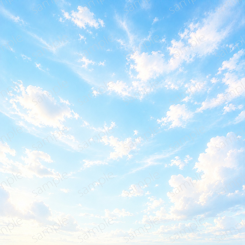 ふんわりやさしい素材イラスト|ひかりの昼の空(商用利用OK)