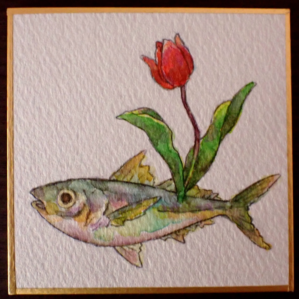 豆色紙『花の生えた魚』