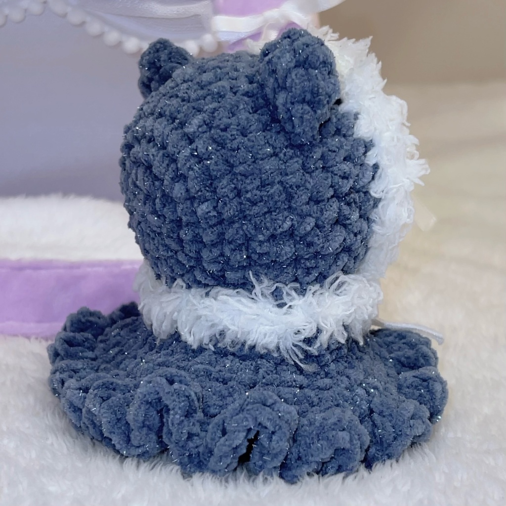 【クマ耳♡フリルファーポンチョ】ぬい服 10cm にじぱぺっと フリル リボン Crochet