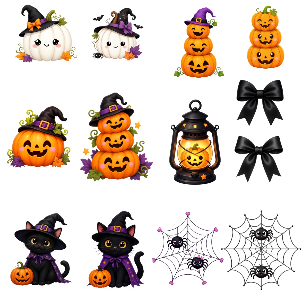 ハロウィンデジタルステッカー180枚/PNG透過・デジタル手帳素材まとめセット