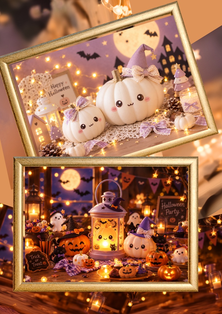 ハロウィンの超かわいい デザインペーパー