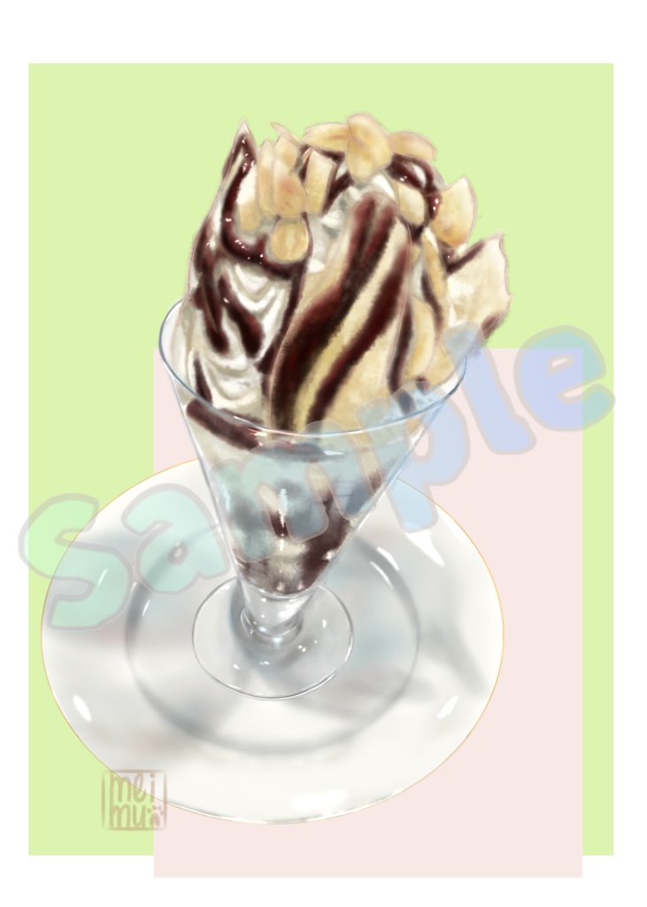 【背景透過】厚塗りスイーツ素材：チョコレートパフェ（高解像度PNG 5枚セット）