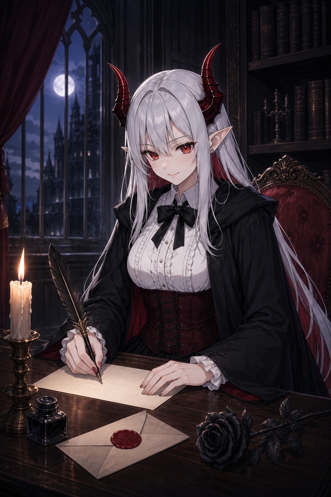 月影城の銀角令嬢 Vol.1|AIイラスト集