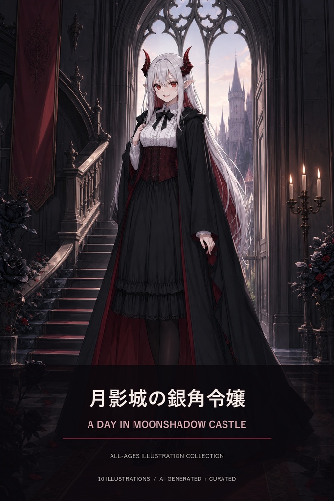 月影城の銀角令嬢 Vol.1|AIイラスト集
