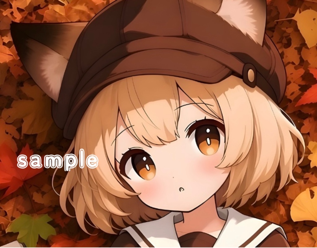 【無料DL】◆スマホ壁紙◆落ち葉の上で◆和栗てぃちゃん◆AIイラスト