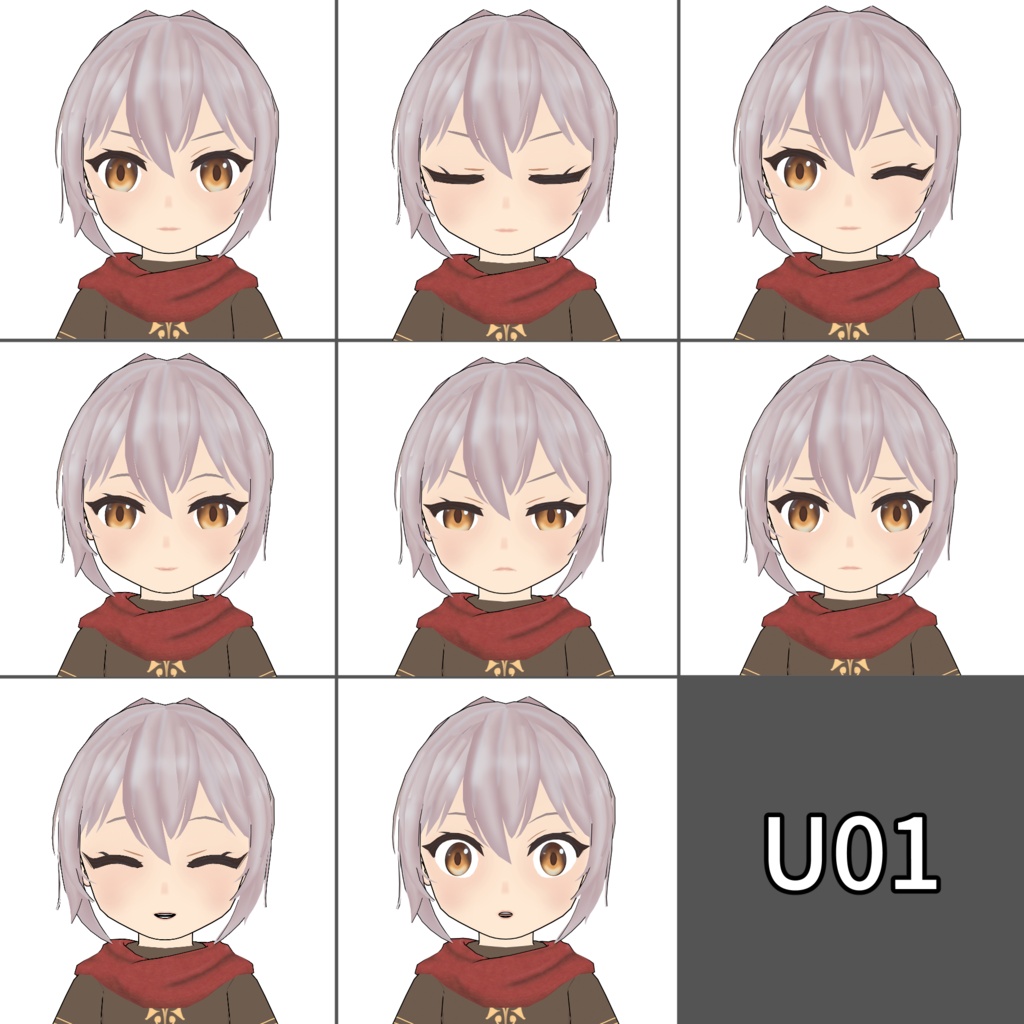 デフォルメキャラモデル「U01&U02」(VRM, FBX)