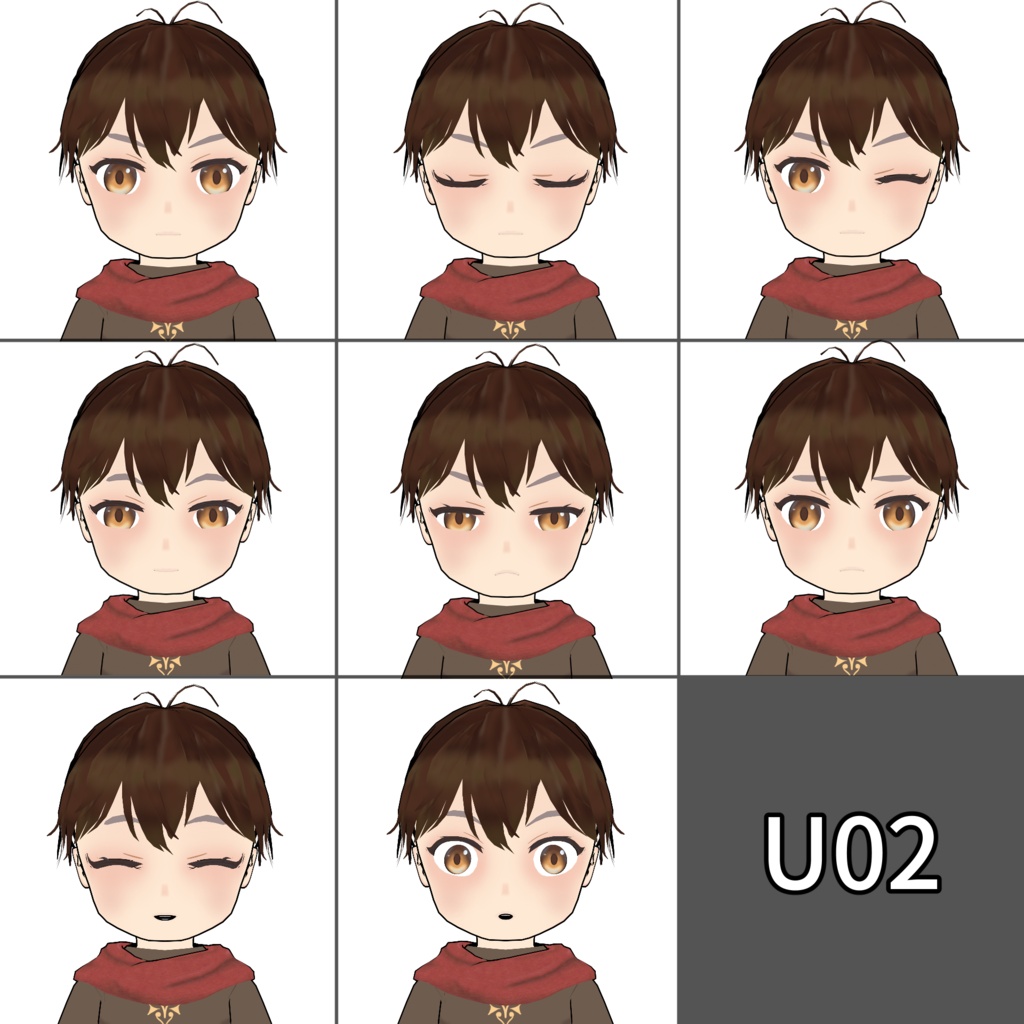 デフォルメキャラモデル「U01&U02」(VRM, FBX)