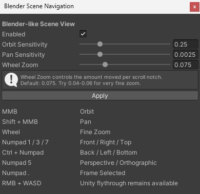 Unityシーンビューの操作をBlenderみたいにするやつ
