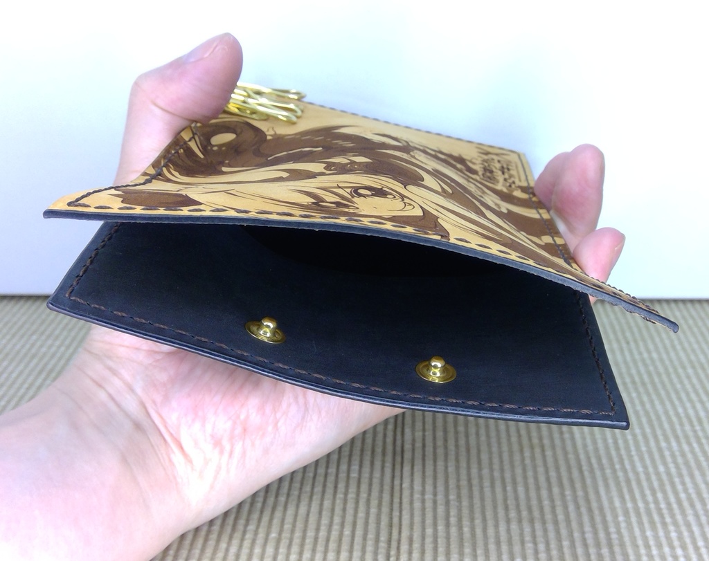 手作り! 邪神ちゃんレザーキーケース フルサイズ・黒