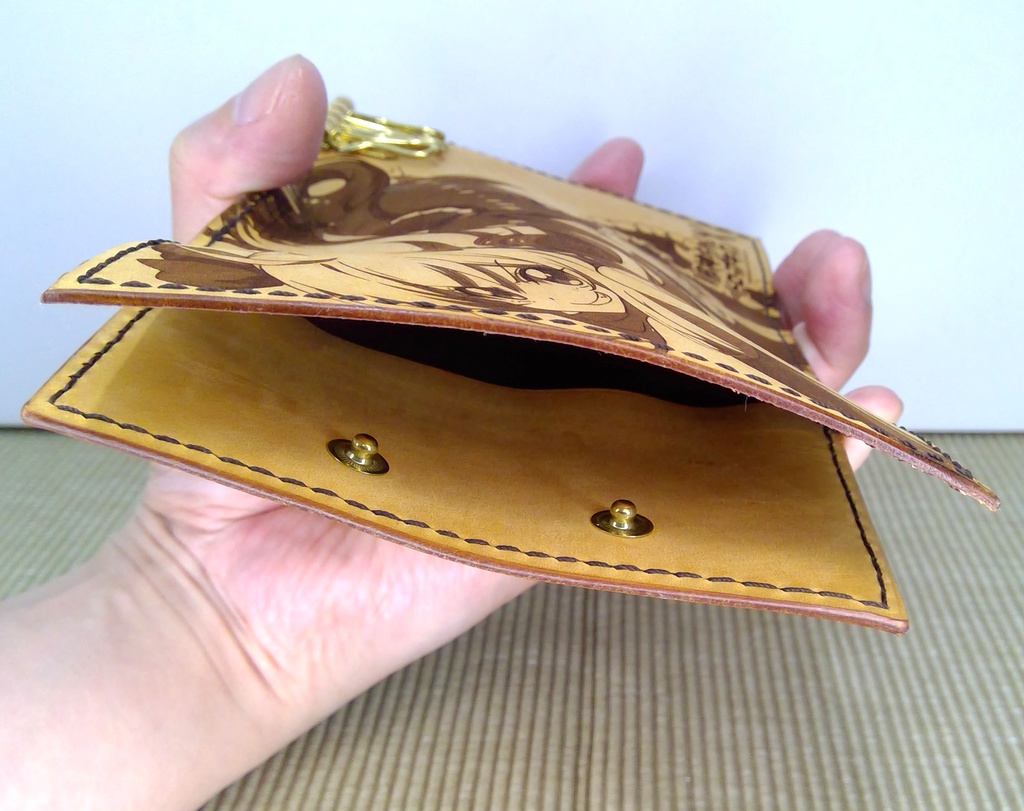手作り! 邪神ちゃんレザーキーケース フルサイズ・茶