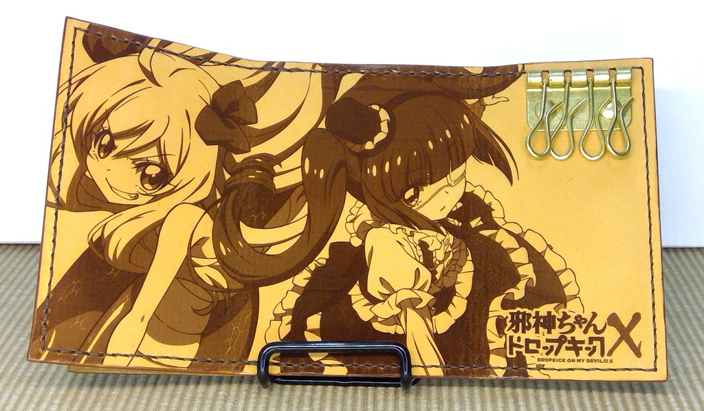 手作り! 邪神ちゃんレザーキーケース ミニサイズ・茶