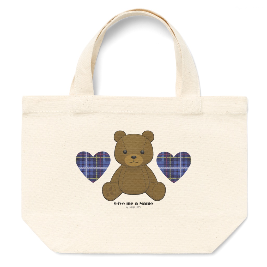 トートバックver1【くま♥タータンチェック】ハート青Sサイズ