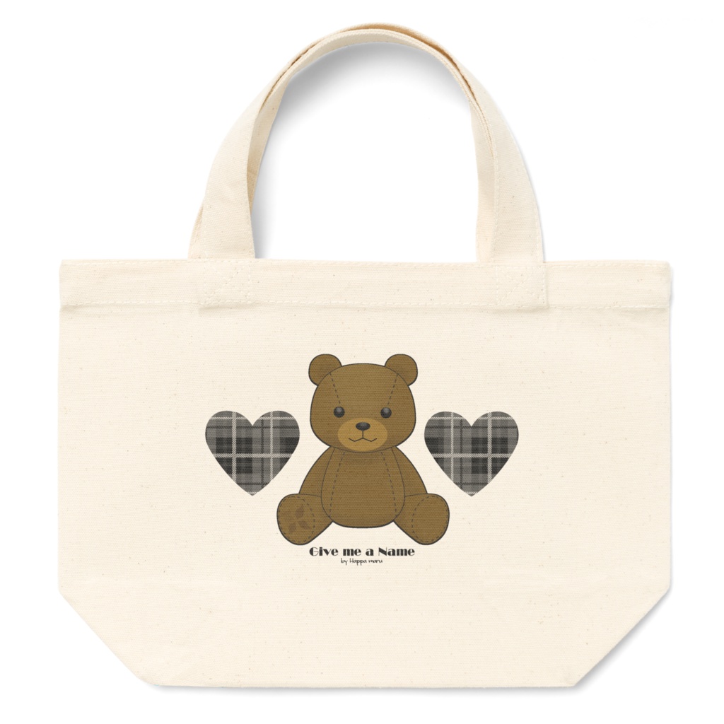 トートバックver1【くま♥タータンチェック】ハート黒Ｓサイズ