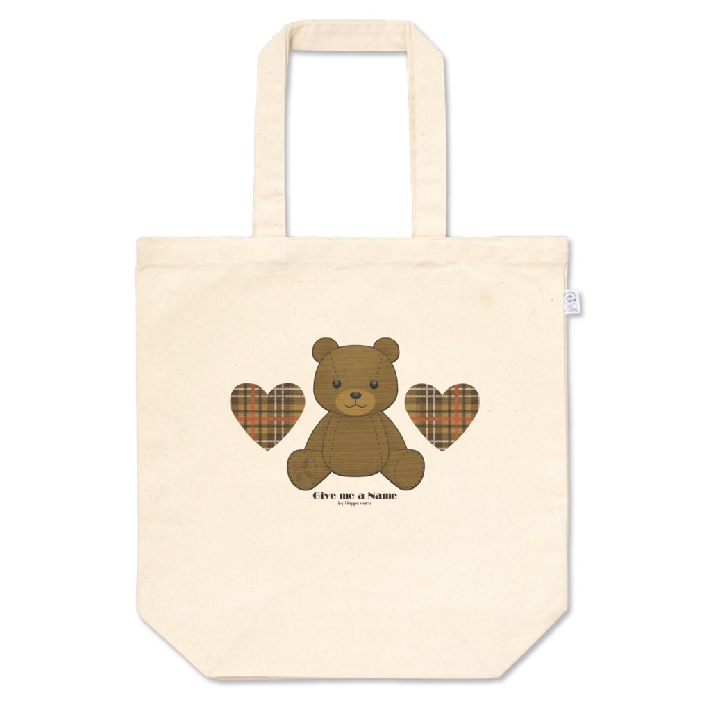 トートバックver1【くま♥タータンチェック】ハート茶Mサイズ