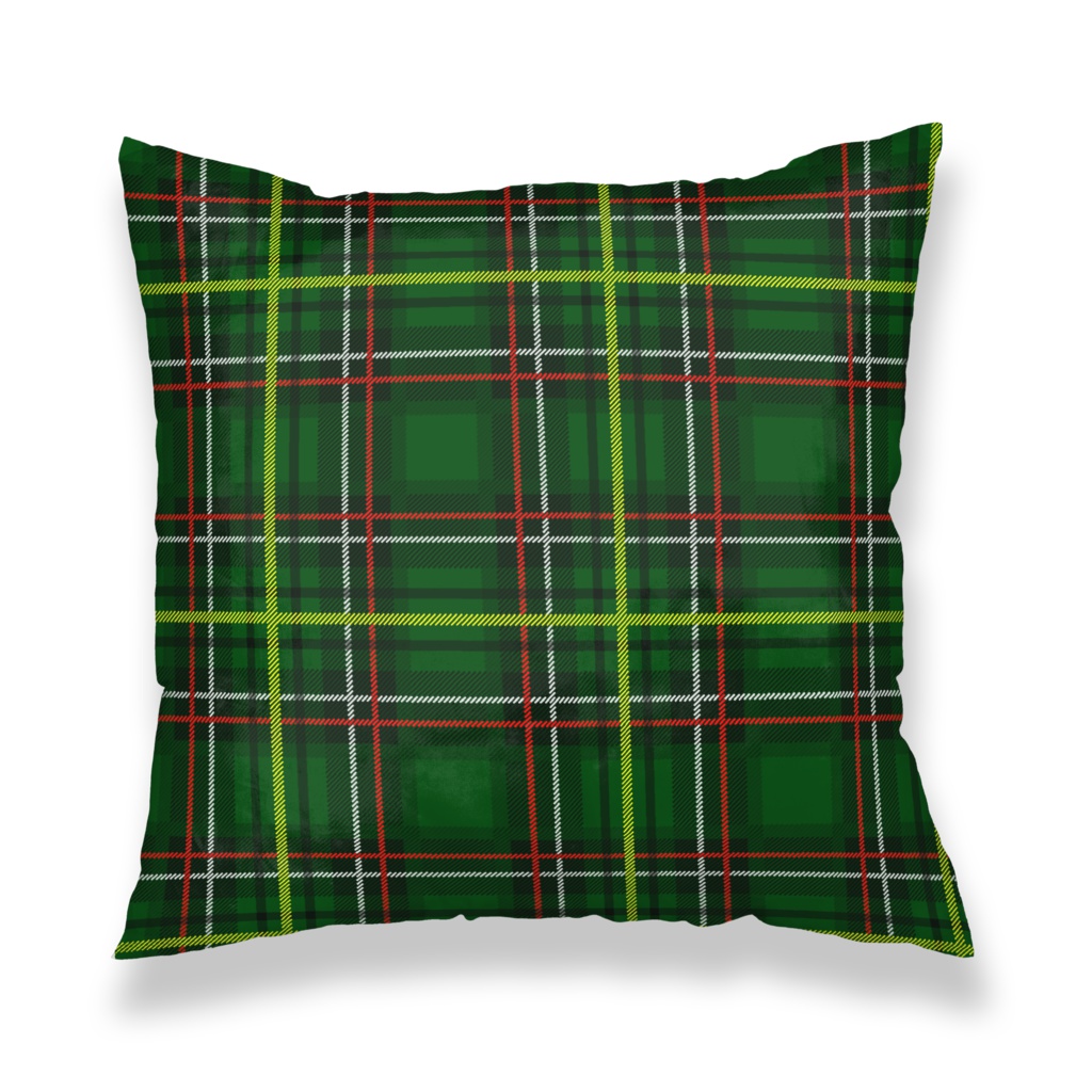 クッションカバー【くま♥タータンチェック】ユニオンジャック-緑チェックver