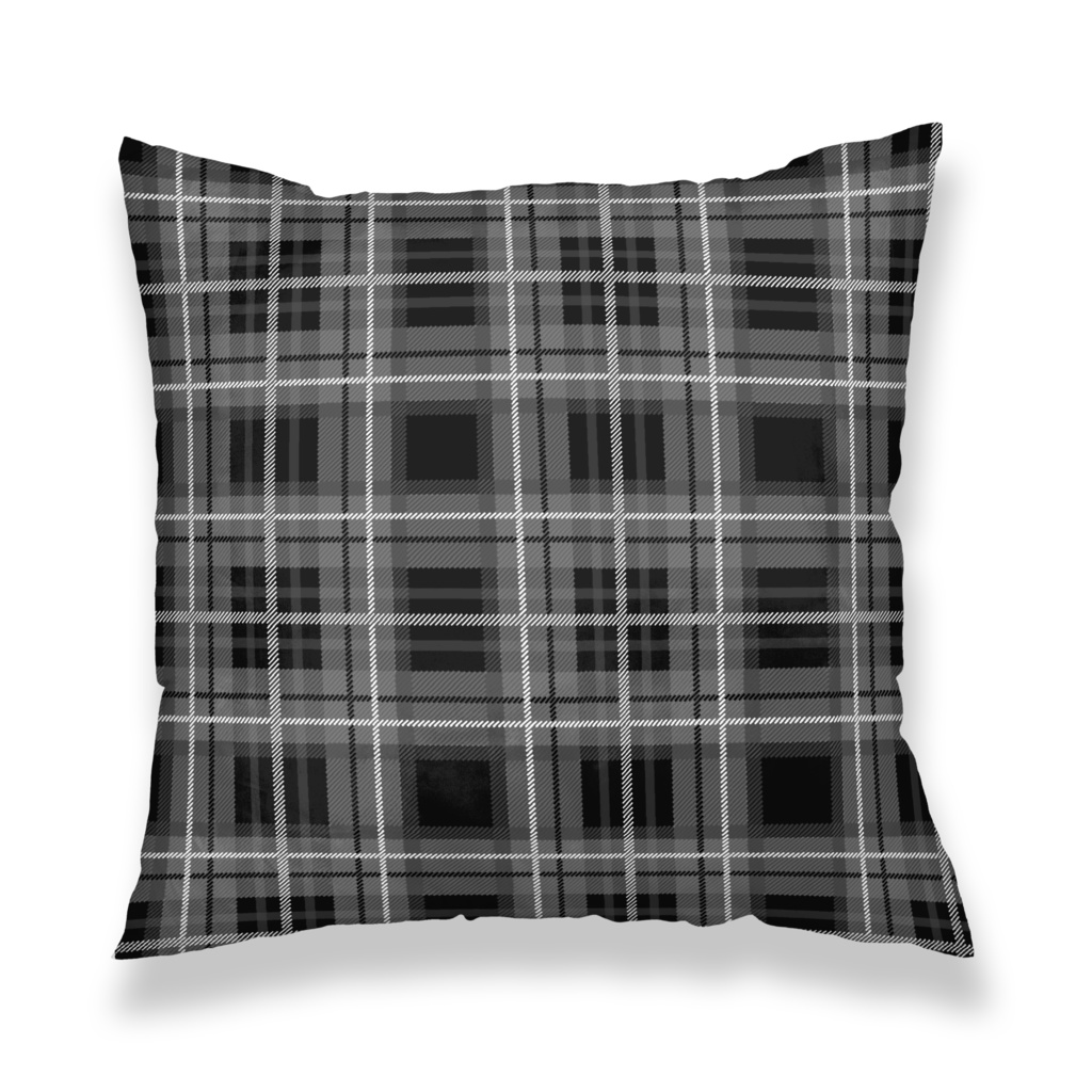 クッションカバー【くま♥タータンチェック】ユニオンジャック-黒チェックver