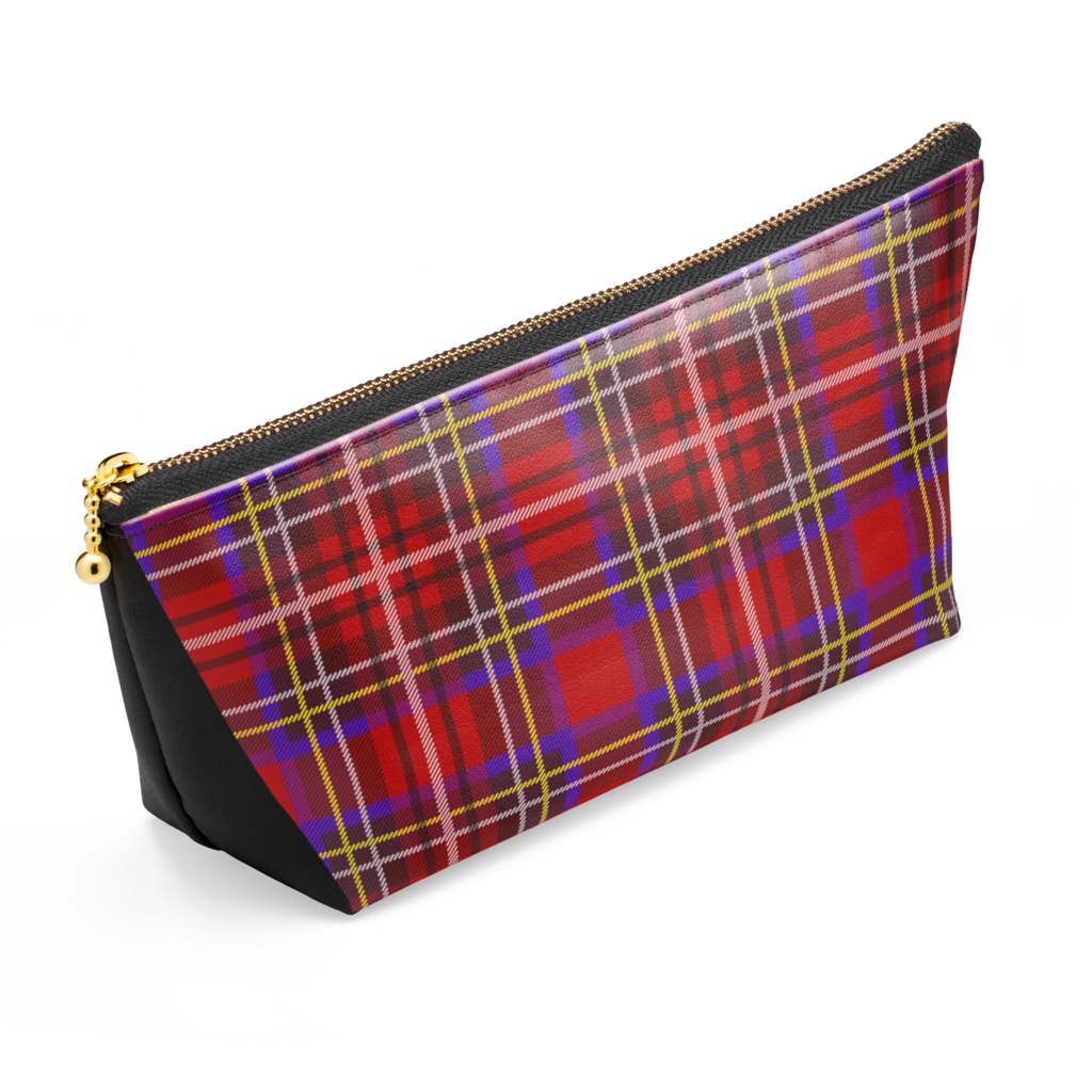 レザーポーチ【くま♥タータンチェック】ユニオンジャック-赤ver