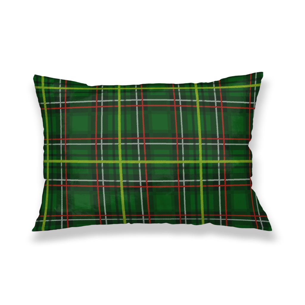 枕カバー【くま♥タータンチェック】ユニオンジャック-緑チェックver