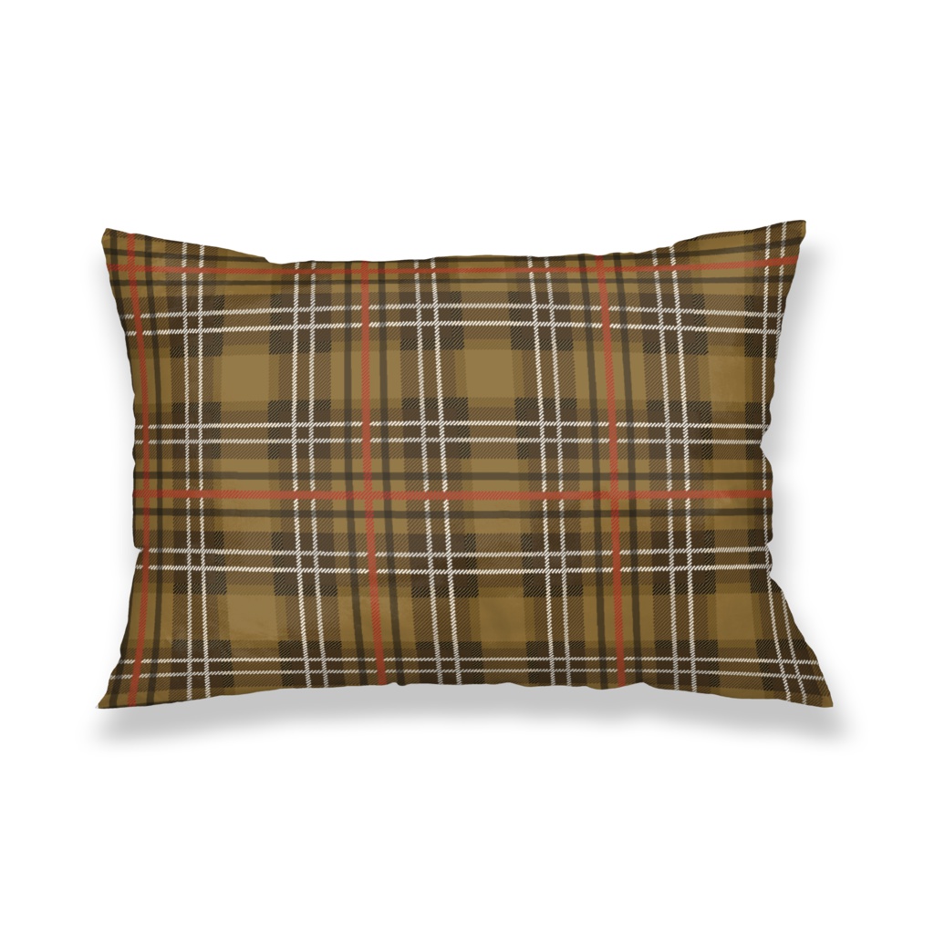 枕カバー【くま♥タータンチェック】ユニオンジャック-ベージュチェックver