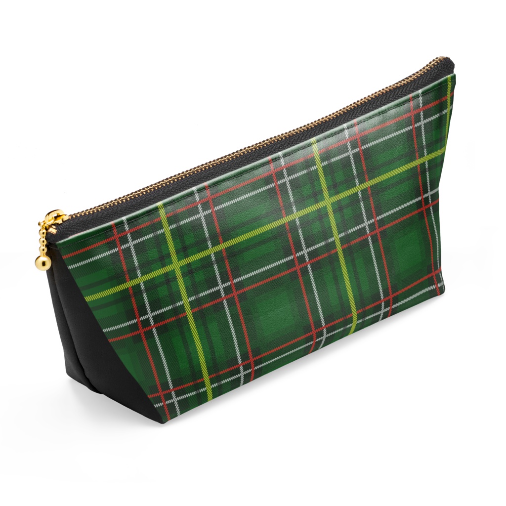 レザーポーチ【くま♥タータンチェック】ユニオンジャック-緑ver