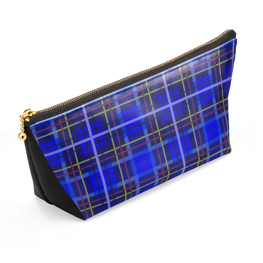 レザーポーチ【くま♥タータンチェック】ユニオンジャック-青ver