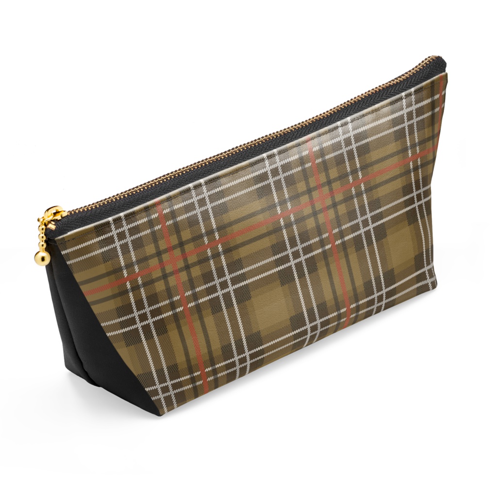 レザーポーチ【くま♥タータンチェック】ユニオンジャック-ベージュver