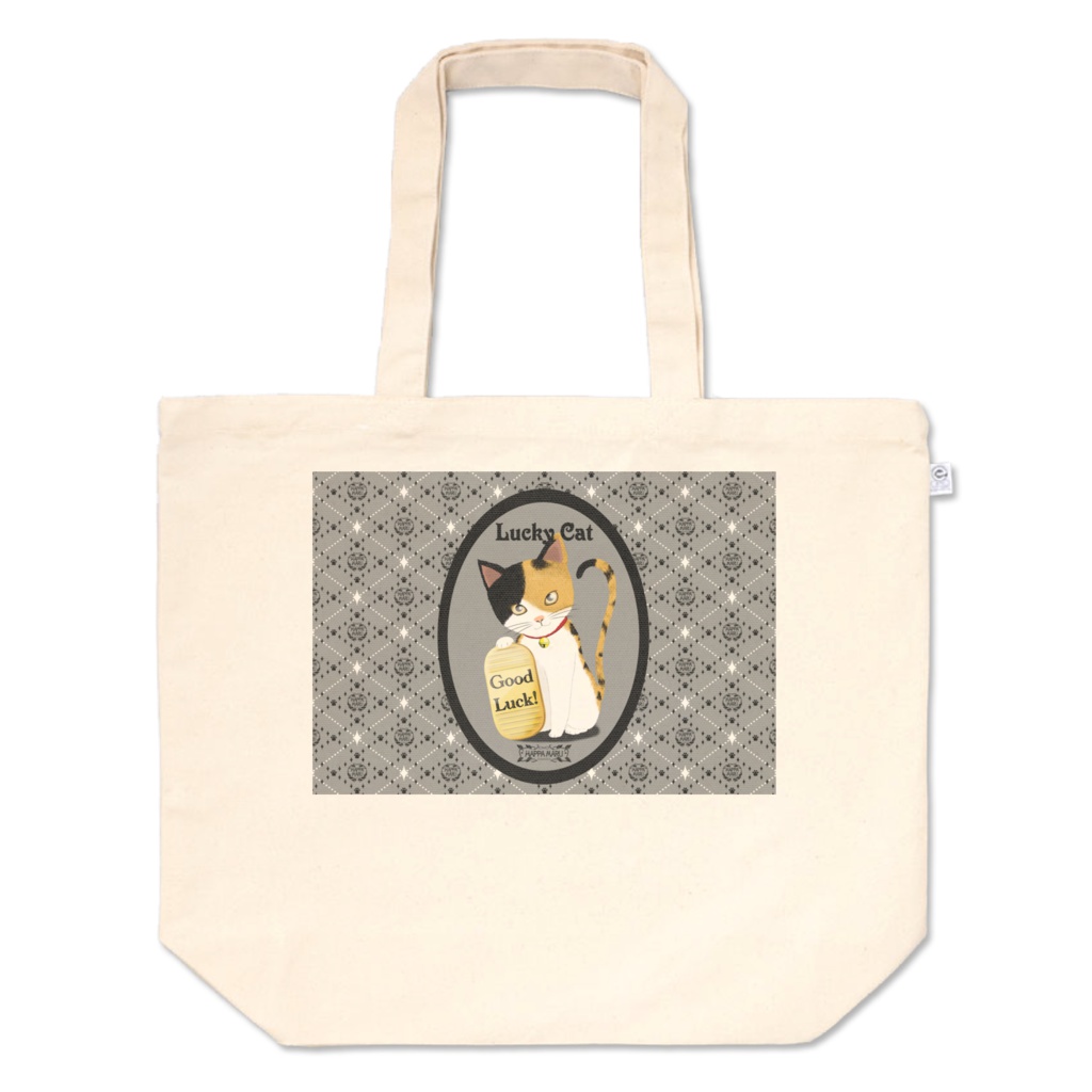 招き猫トートバックL中-2＿三毛猫ver＿7色