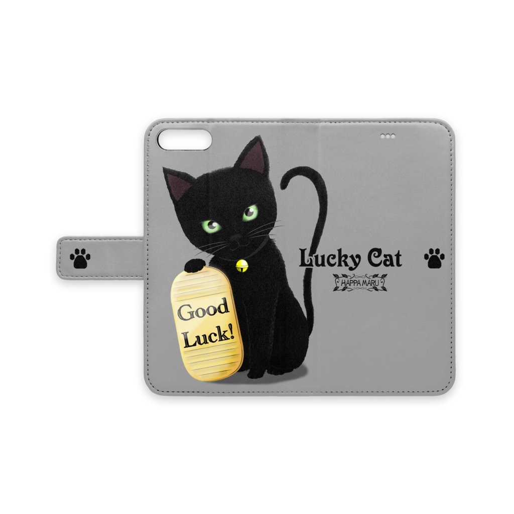 招き猫iphoneケース手帳型 3 黒猫ver 7色 八っ葉丸 Booth