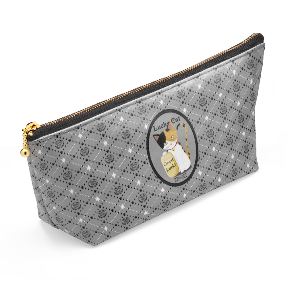 招き猫レザーポーチ-1_三毛猫ver_7色