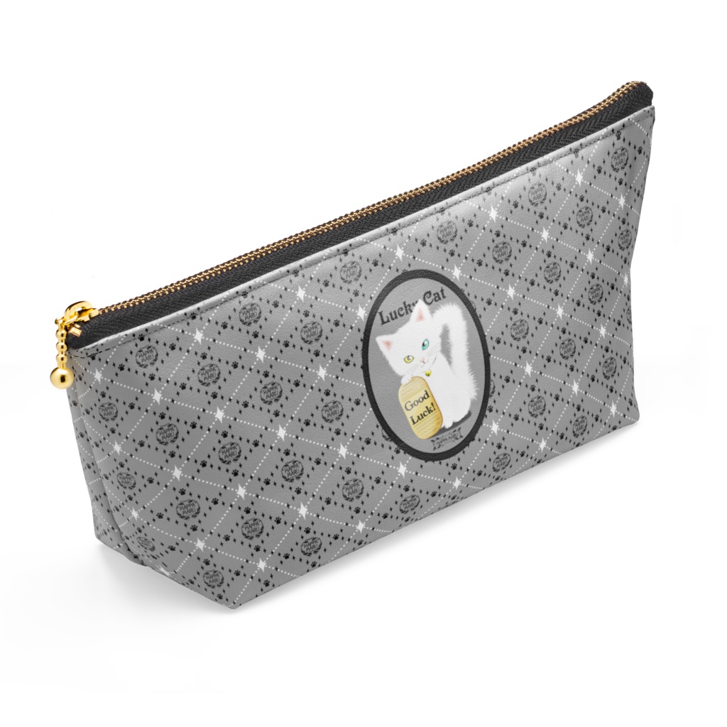 招き猫レザーポーチ-1_白猫オッドアイver_7色
