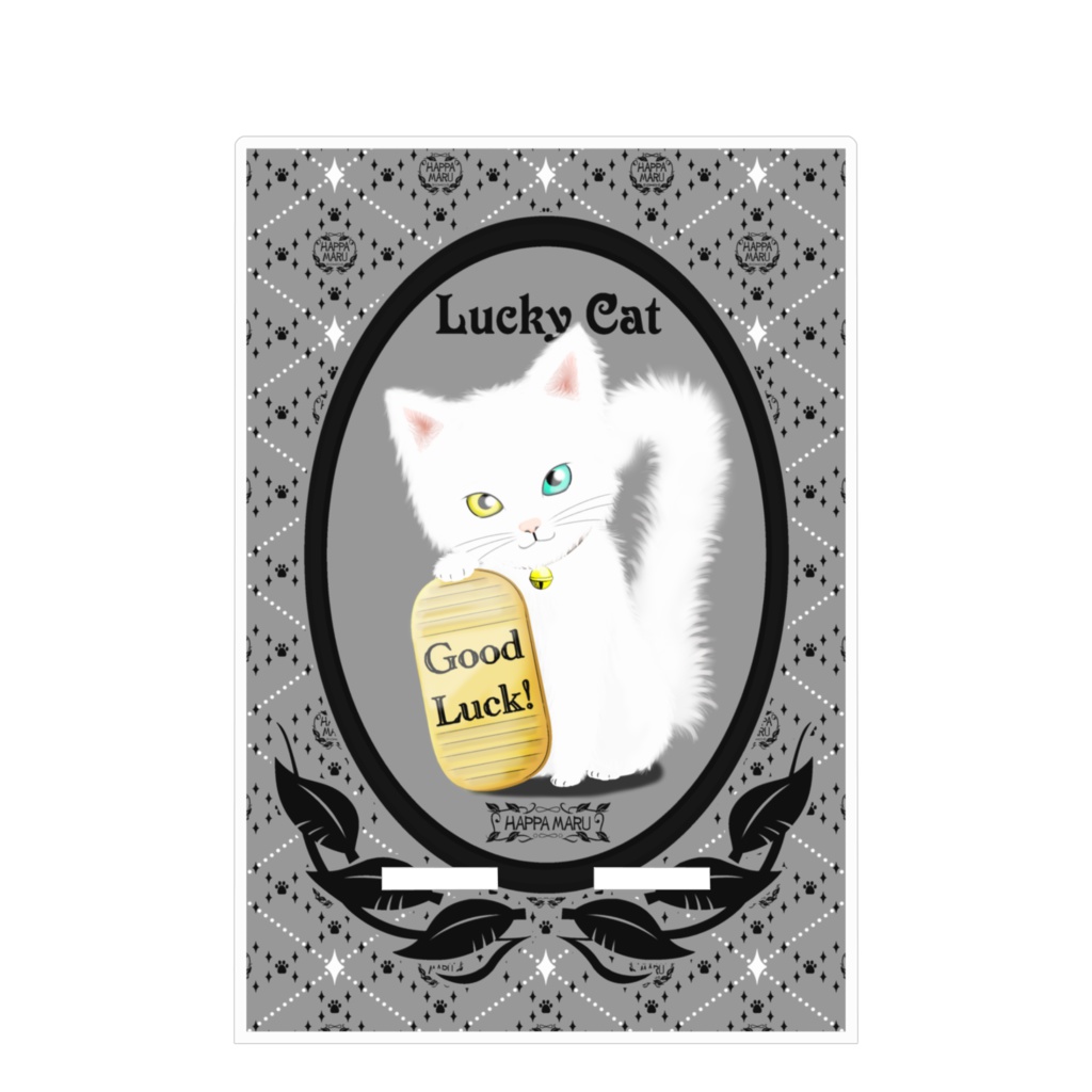 招き猫アクリルスマホスタンド(100×160mm)-2_白猫オッドアイver_7色